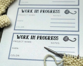 PRINTABLE - Knitting Work in Progress Cards - Instant Download