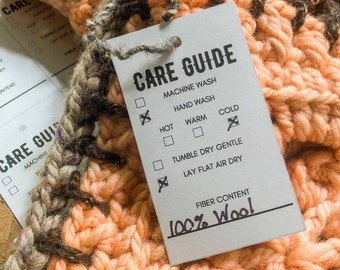 PRINTABLE Care Guide Label - Étiquettes tricotées à la main