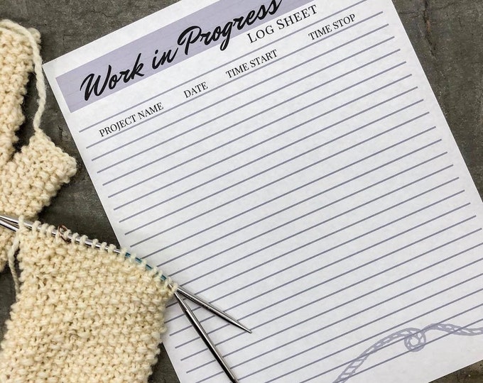 PRINTABLE Knitting Work In Progress Log Sheet PDF, Instant Download