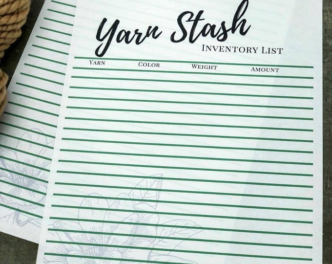 PRINTABLE - Yarn Stash Inventory PDF, Instant Download