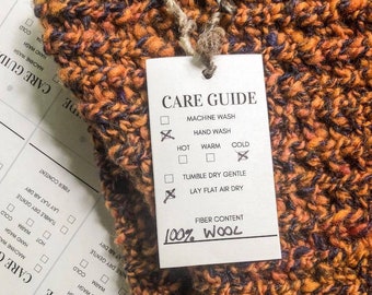 PRINTABLE Care Guide Label - Hand Knit Labels