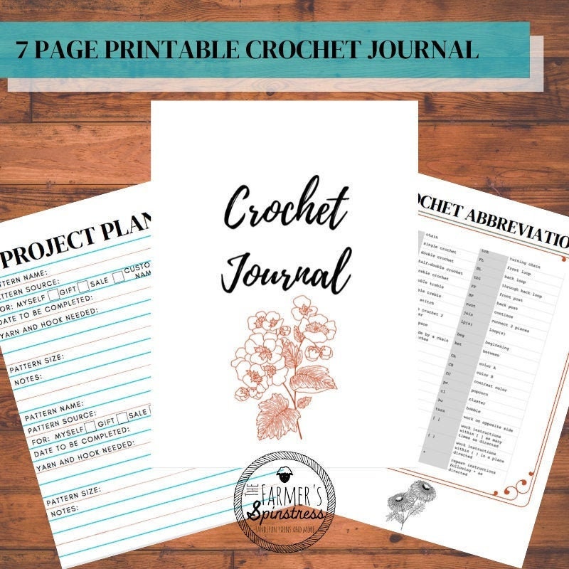 PRINTABLE Crochet Journal PDF, Instant Download 