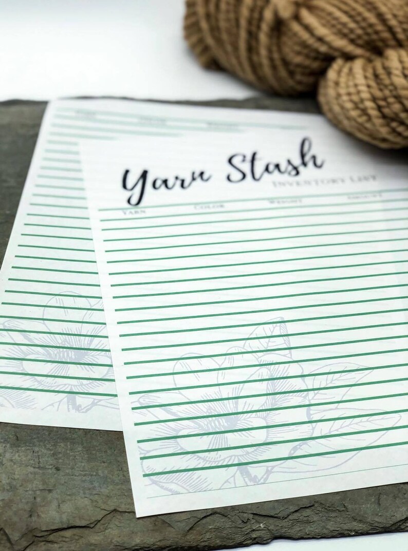 PRINTABLE Yarn Stash Inventory PDF Instant Download Etsy
