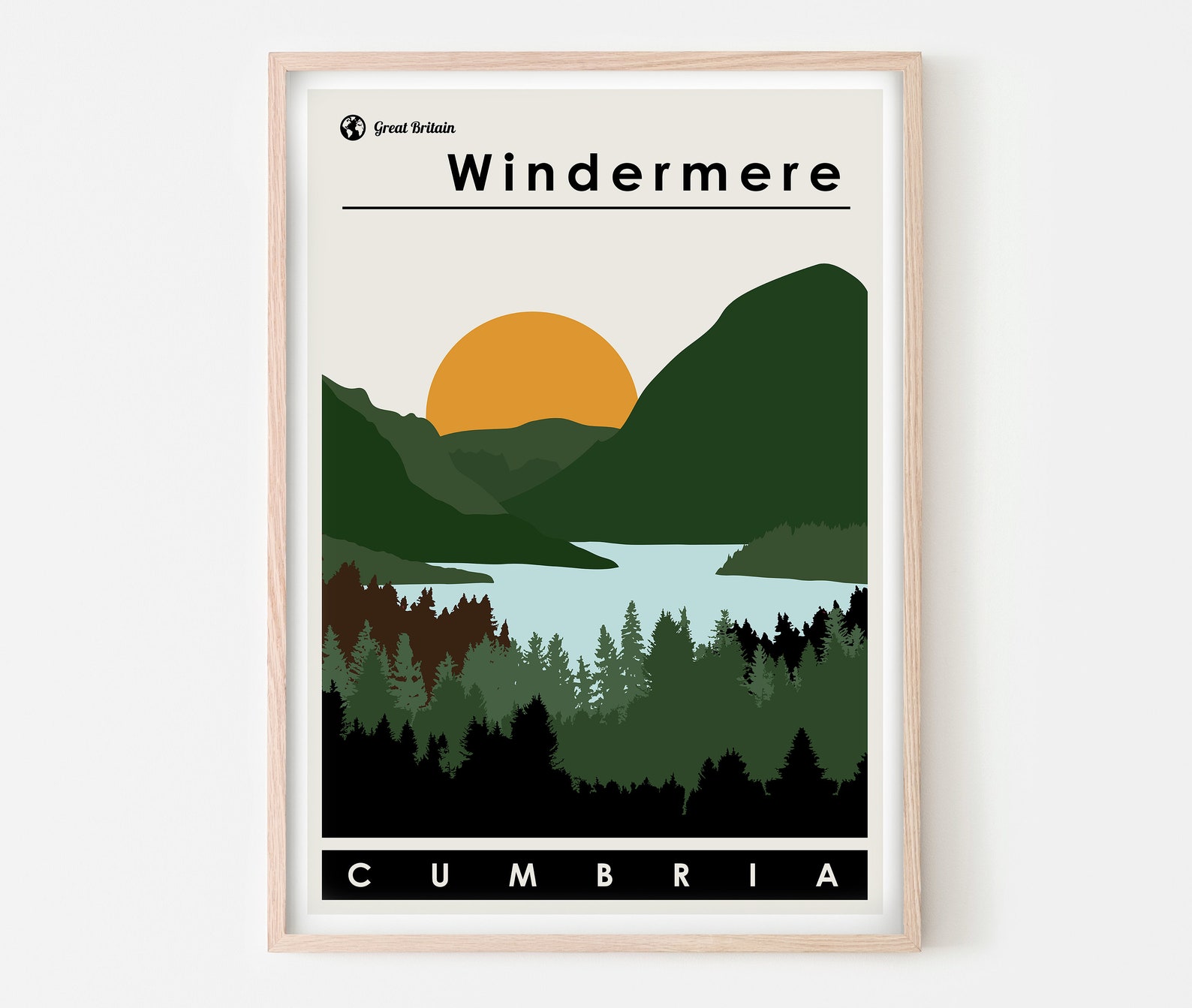 Lake Windermere Art Print Cumbria Britain Travel Poster Etsy