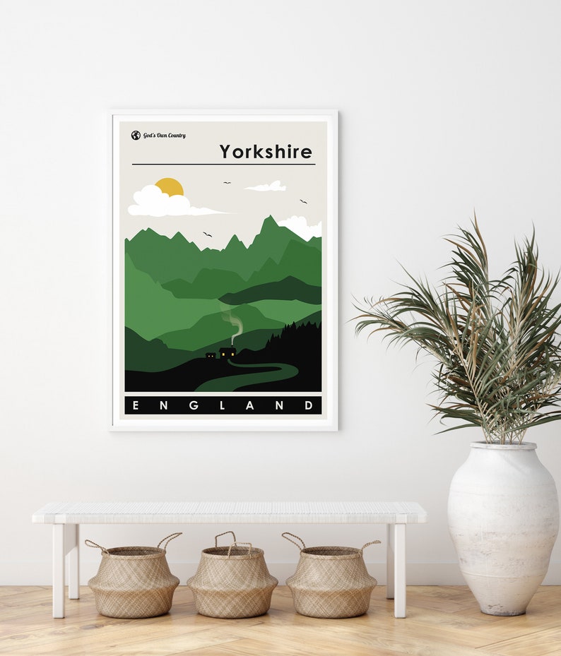 Yorkshire Print Yorkshire Travel Poster Minimal Wall Art Etsy