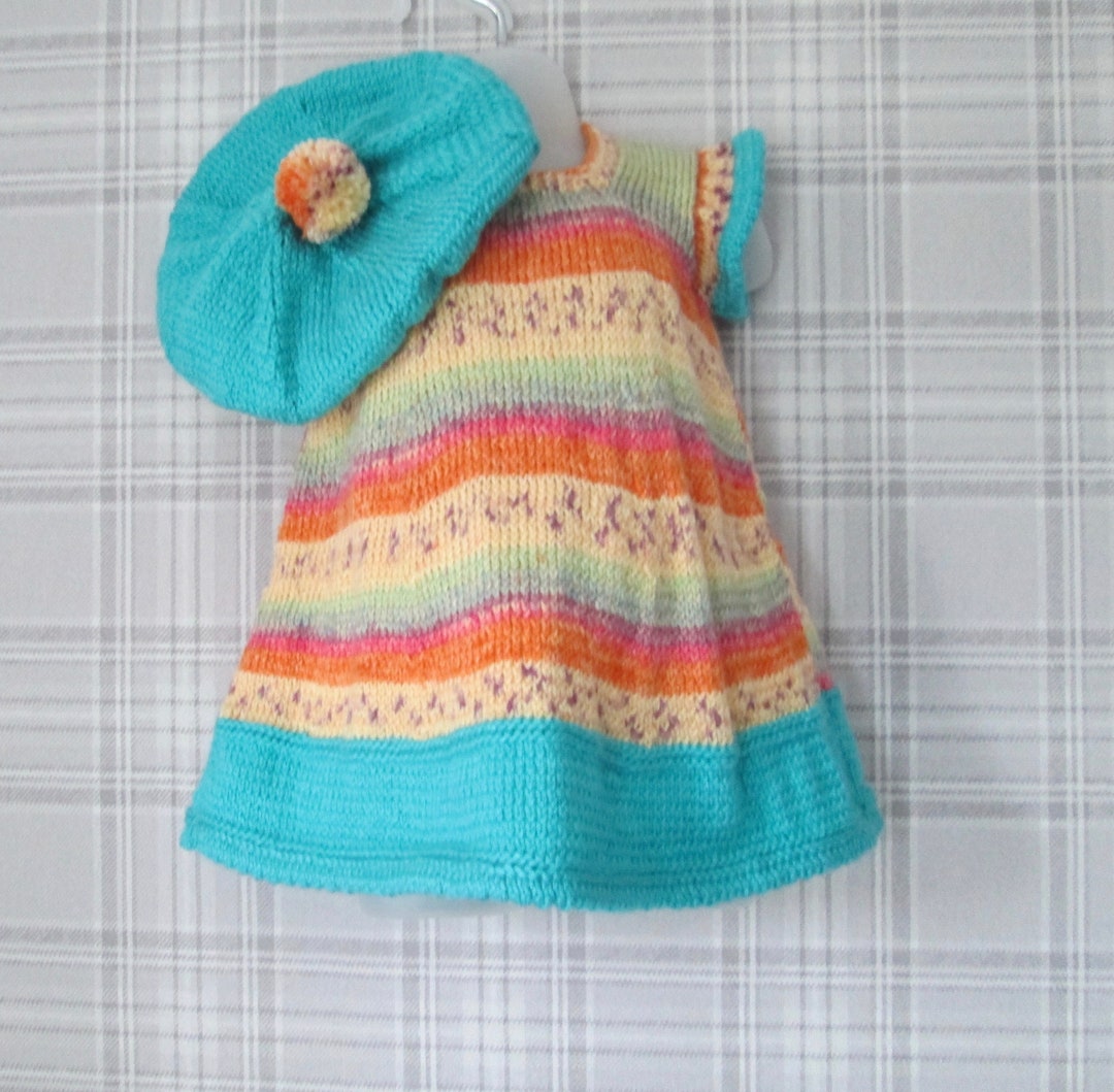 Girl's Hand Knit Dress Beret Picot Edge Short Flutter Etsy