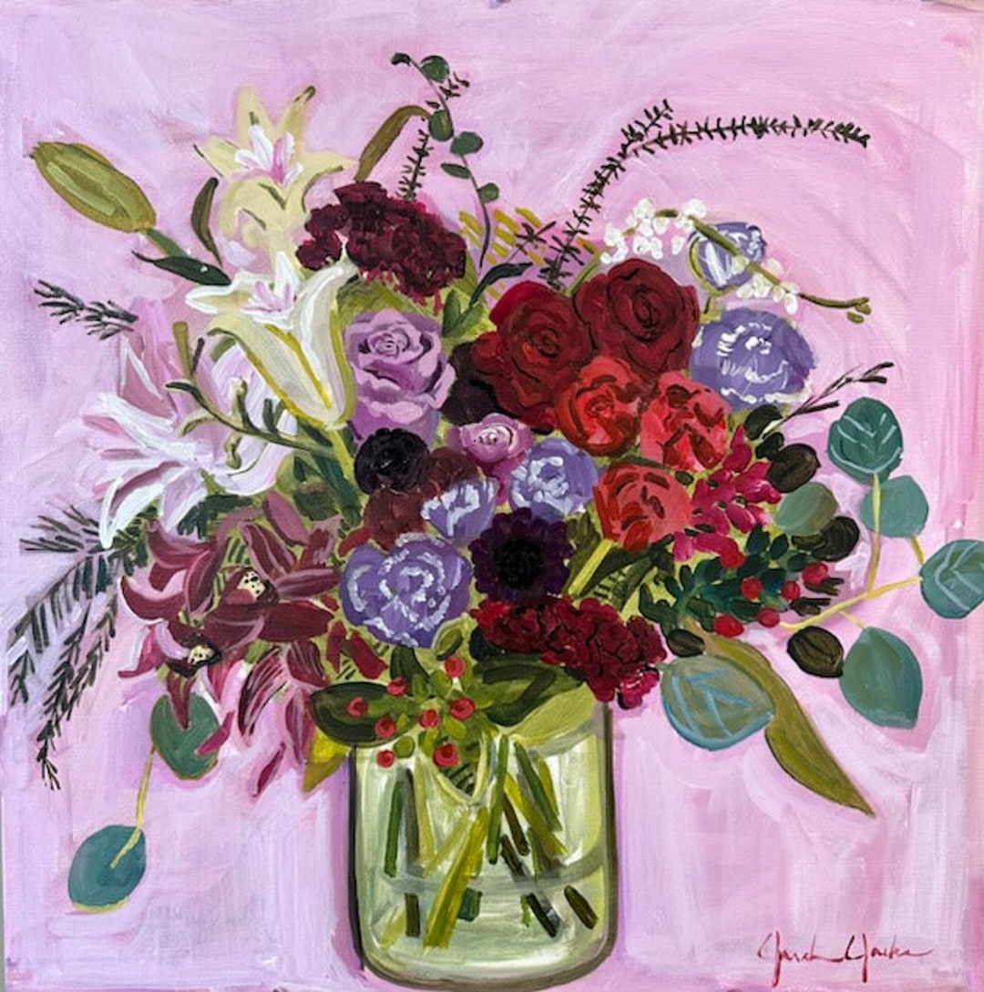 Farm Girl Flowers Bouquet 20x20 Original Acrylic Painting on Etsy