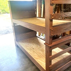 Custom Twin Bunk Bed with Built-In Shelves — Solid Wood, Ladder Included | Built to Order