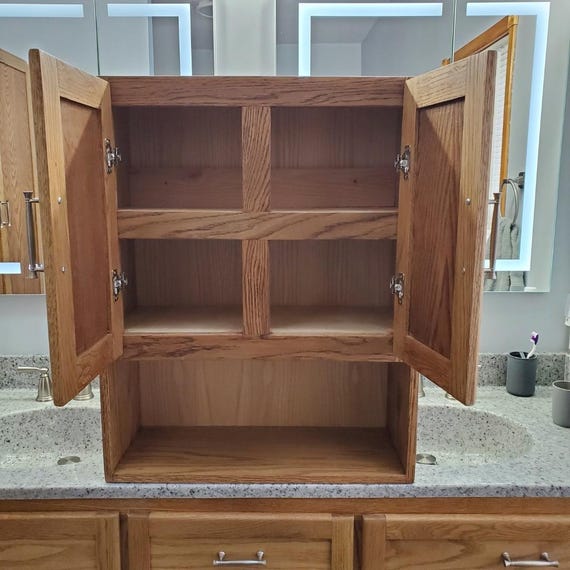 Handcrafted Oak Display Cabinet — Custom Wall Cabinet for Collectibles, Bathroom, or Medicine Storage | Built to Your Size