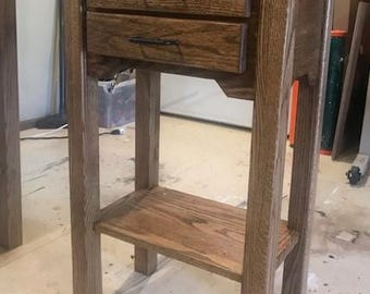 Custom Solid Wood Nightstand — 2 Drawers, Bottom Shelf | Your Choice of Wood & Finish | Built to Order