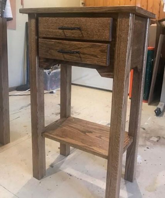 Custom Solid Wood Nightstand — 2 Drawers, Bottom Shelf | Your Choice of Wood & Finish | Built to Order