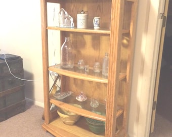 Handcrafted Oak Collector's Cabinet — Custom Floor-Standing Display Case Built to Your Specifications | Glass or Wood Shelves