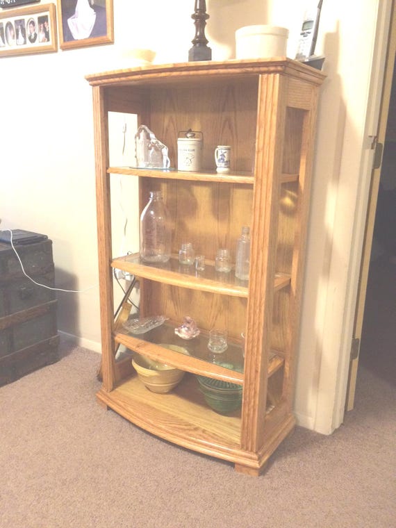 Handcrafted Oak Collector's Cabinet — Custom Floor-Standing Display Case Built to Your Specifications | Glass or Wood Shelves