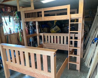 Custom XL Twin Over Queen Bunk Bed — Built for Families, Grandparents & Guest Rooms | Mixed Size Bunk