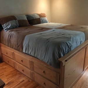High Storage King Size Bed Made of Solid Hardwood