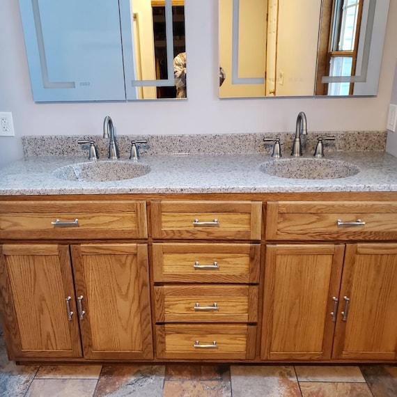 Custom White Oak Bathroom Vanity — 72 Inch Double Sink Base | Built to Your Size & Style