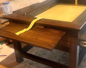 Custom Hardwood Puzzle Table — Lift-Top Design with Hidden Storage | Your Size & Style