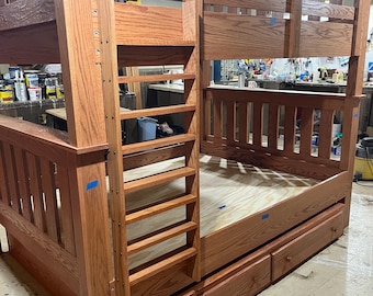 Custom Hardwood Queen Over Queen Bunk Bed — Adult Bunk Bed for Guest Room, Airbnb & Vacation Rental | Built to Order