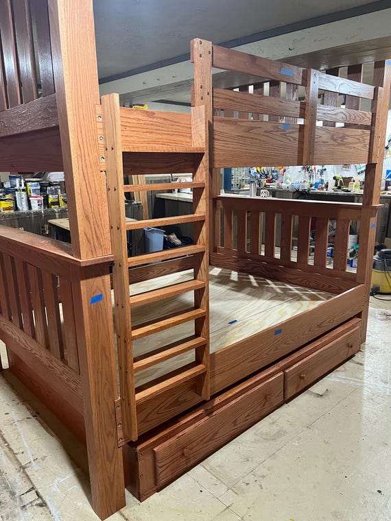 Custom Hardwood Queen Over Queen Bunk Bed — Adult Bunk Bed for Guest Room, Airbnb & Vacation Rental | Built to Order