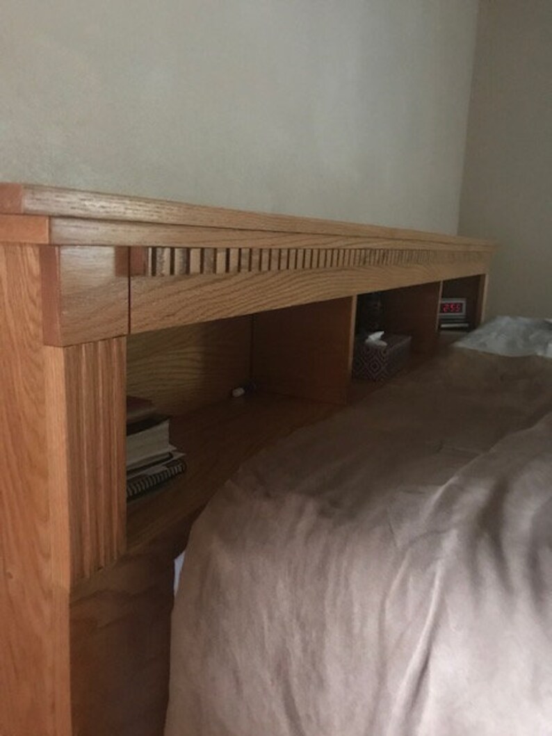 High Storage King Size Bed Made of Solid Oak Etsy