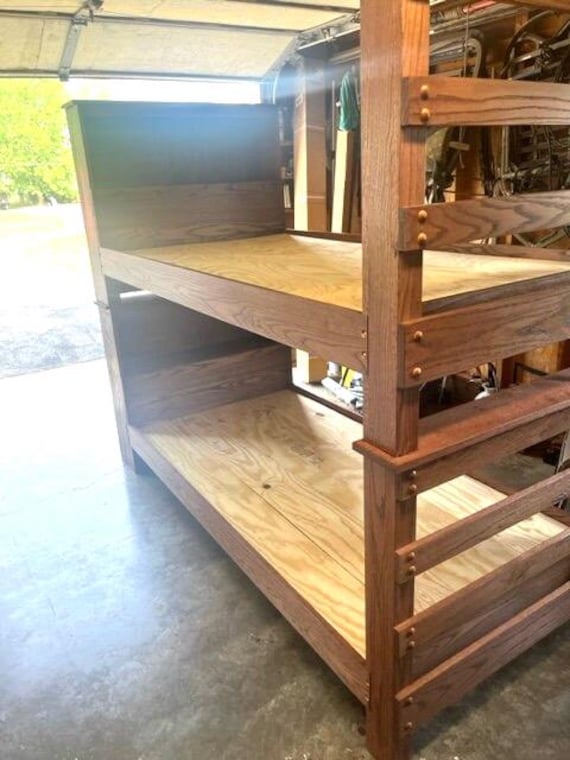 Custom Twin Bunk Bed with Built-In Shelves — Solid Wood, Ladder Included | Built to Order