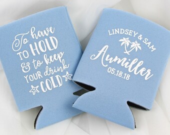Beach Wedding Koozie Etsy