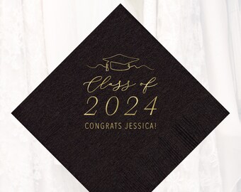 Personalized Graduation Party Favors Custom Grad Party Napkins Class of High School College Graduation Favors, Paper Napkin 3-ply, GRAD703