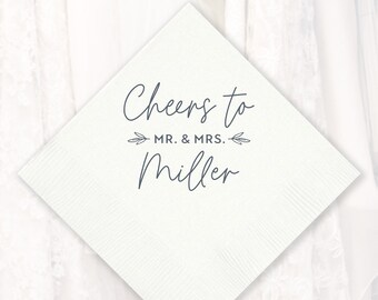 Personalized Napkins Wedding Napkins Custom Monogram Cheers Rehearsal Dinner Beverage Cocktail Luncheon Dinner Guest Towel Paper 3ply CTT704
