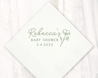 Personalized Baby Shower Napkins, Custom Baby in Bloom Party Napkin, Sprinkle, Wildflower Party Decorations, Boy Girl, Paper 3-ply, BLOOM701