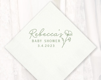 Personalized Baby Shower Napkins, Custom Baby in Bloom Party Napkin, Sprinkle, Wildflower Party Decorations, Boy Girl, Paper 3-ply, BLOOM701