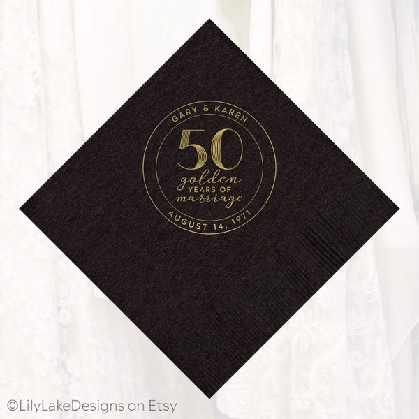 50th Anniversary Napkins Personalized Etsy