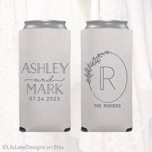 Slim 12oz Wedding Can Coolers, Personalized Wedding Favors, Customized, Monogrammed Skinny Can Coolers, Slim Insulators Seltzer, LWR207