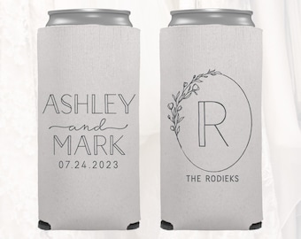 Slim 12oz Wedding Can Coolers, Personalized Wedding Favors, Customized, Monogrammed Skinny Can Coolers, Slim Insulators Seltzer, LWR207