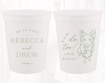 Personalized Pet Wedding Stadium Cups, 16oz Cup, Custom Wedding Favors Dog,  Cat, Plastic Wedding Cup, Shower, Rehearsal, Reusable, CT301P