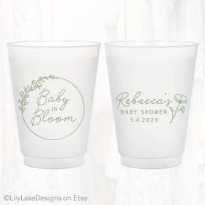 Personalized Baby Shower Frosted Cups, Custom Baby in Bloom Party Favor, Shatterproof Plastic Cup, Sprinkle, Wildflower, Boy Girl, BLOOM401