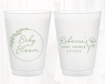 Personalized Baby Shower Frosted Cups, Custom Baby in Bloom Party Favor, Shatterproof Plastic Cup, Sprinkle, Wildflower, Boy Girl, BLOOM401