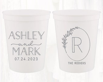 Personalized Wedding Stadium Cups, Custom Wedding Favors, 16oz Plastic Cup, Customized Wedding Cups, Monogrammed Cups, Reusable, LWR307