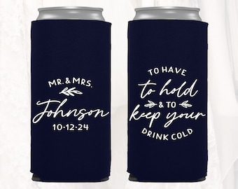 Enfriadores de latas delgados de 12 oz para bodas, recuerdos de boda personalizados, para tener a mano, enfriadores de latas delgados personalizados, aislantes delgados para agua con gas, TH2010