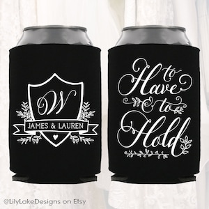 Personalized Floral Wedding Can Coolers | To Have And To Hold | Customized Wedding Favors | Beverage Insulators, Beer Huggers, Drink | TH102