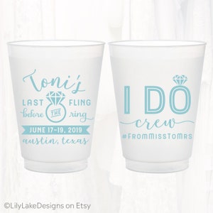 Personalized Bachelorette Party Frosted Cups, 16oz Cup, Bridal Favor, Customized Shatterproof Frosted Plastic Cup, Party Favor Cup, BACH401