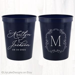 Personalized Wedding Stadium Cups, Custom Wedding Favors, 16oz Plastic Cup, Customized Wedding Cups, Monogrammed Cups, Reusable, MON3015