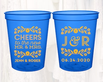 Personalized Fiesta Wedding Stadium Cups, 16oz, Mexico Wedding Favor, Customized Plastic Cup, Fiesta Party Favors, Wedding Shower Cup FST301