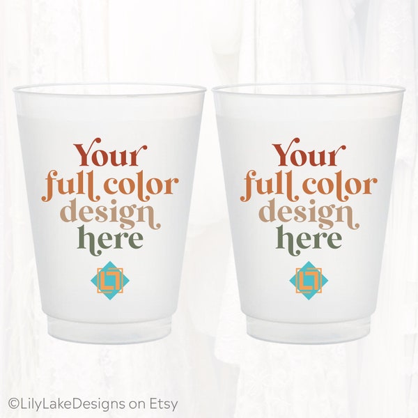 Custom Digital Full-Color Frosted Cups Personalized Party Cups Wedding Favor Event Business Swag Realtor Gift Company Logo Photo, CUSTSUB401