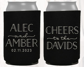 Personalized Wedding Can Cooler, Customized Wedding Favors, Beverage Insulators, Beer Huggers, Wedding Shower, Cheers to the Mr Mrs, CTT103