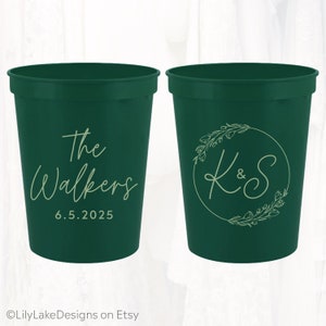 Personalized Wedding Stadium Cups, Custom Wedding Favors, 16oz Plastic Cup, Customized Wedding Cups, Monogrammed Cups, Reusable, MON304