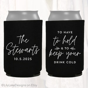 Personalized Wedding Favors, To Have To Hold To Keep Your Drink Cold, Customized Wedding Can Coolers, Monogram Insulator Beer Hugger, TH1015