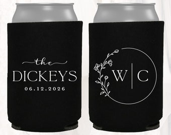 Personalized Wedding Can Cooler, Customized Wedding Favors, Beverage Insulators, Beer Huggers, Monogram, Wedding Shower, Rehearsal, MON1010