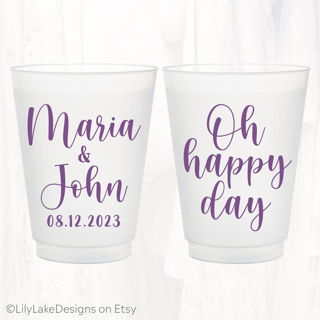 Personalized Wedding Frosted Cups, 16oz, Monogrammed Wedding Favor, Oh ...