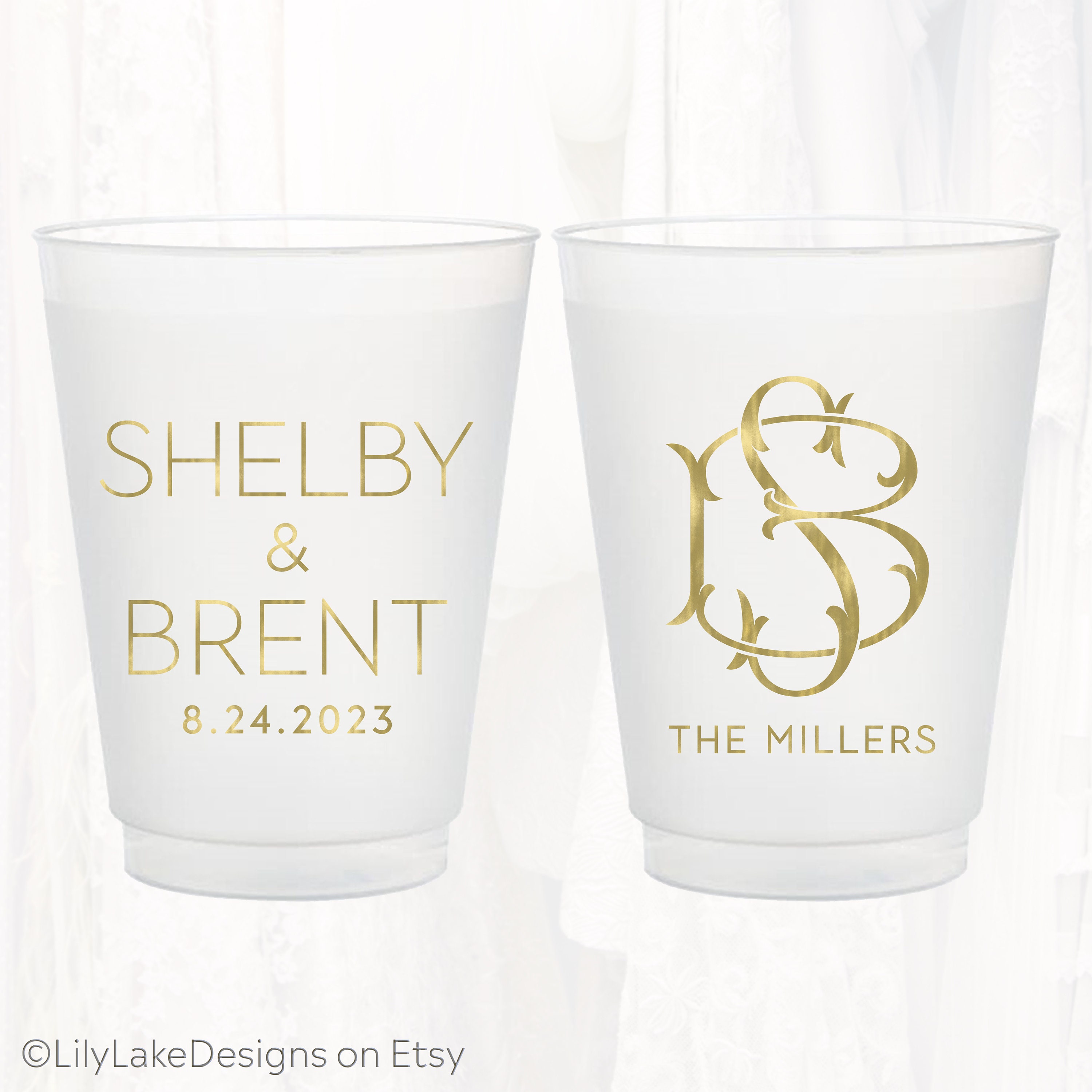 Personalized Wedding Frosted Cups, 16oz Plastic Cup, Custom Wedding Favor,  I'll Drink to That, Monogrammed, Shatterproof Party Favor, DTT401 
