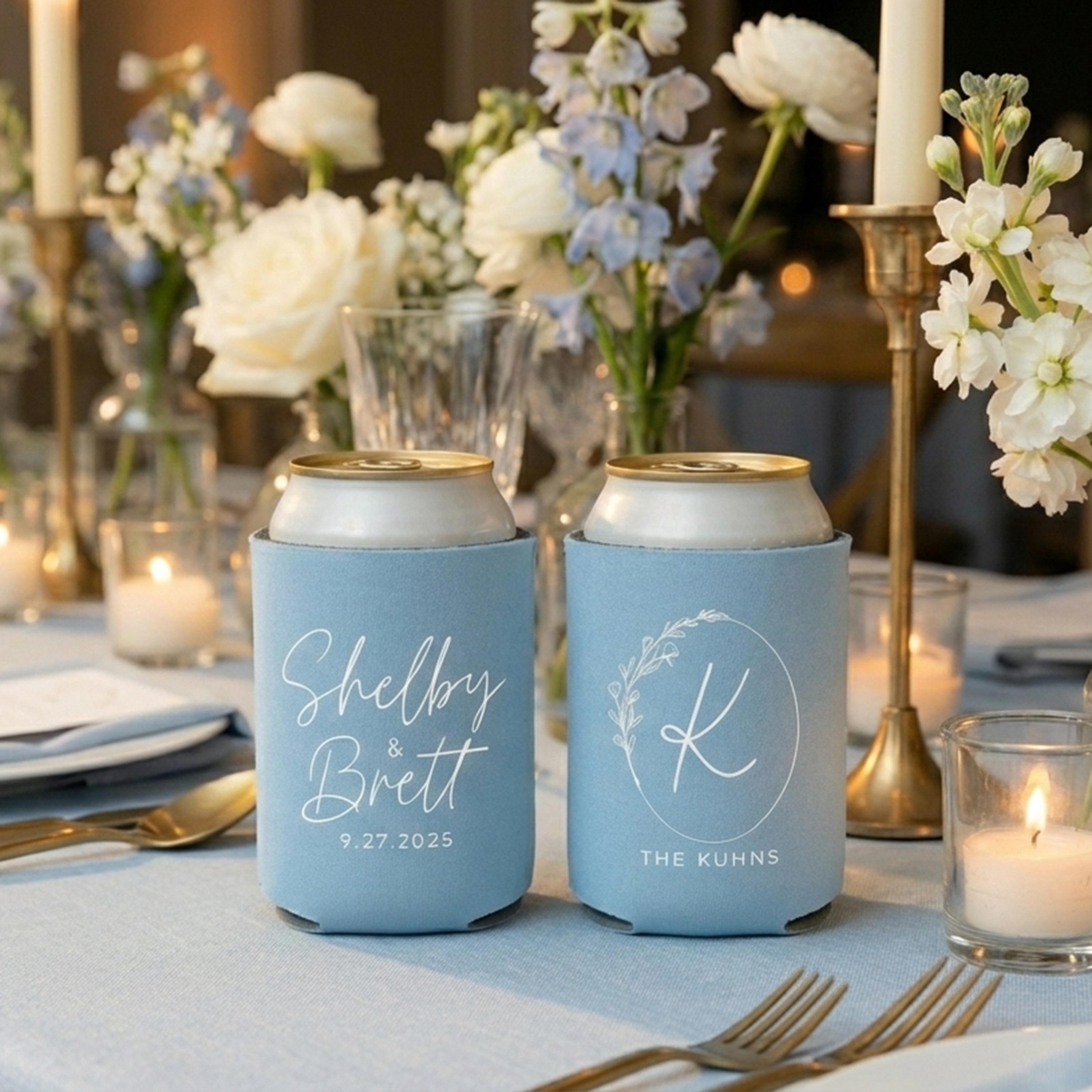 Personalized Wedding Can Cooler, Customized Wedding Favors
